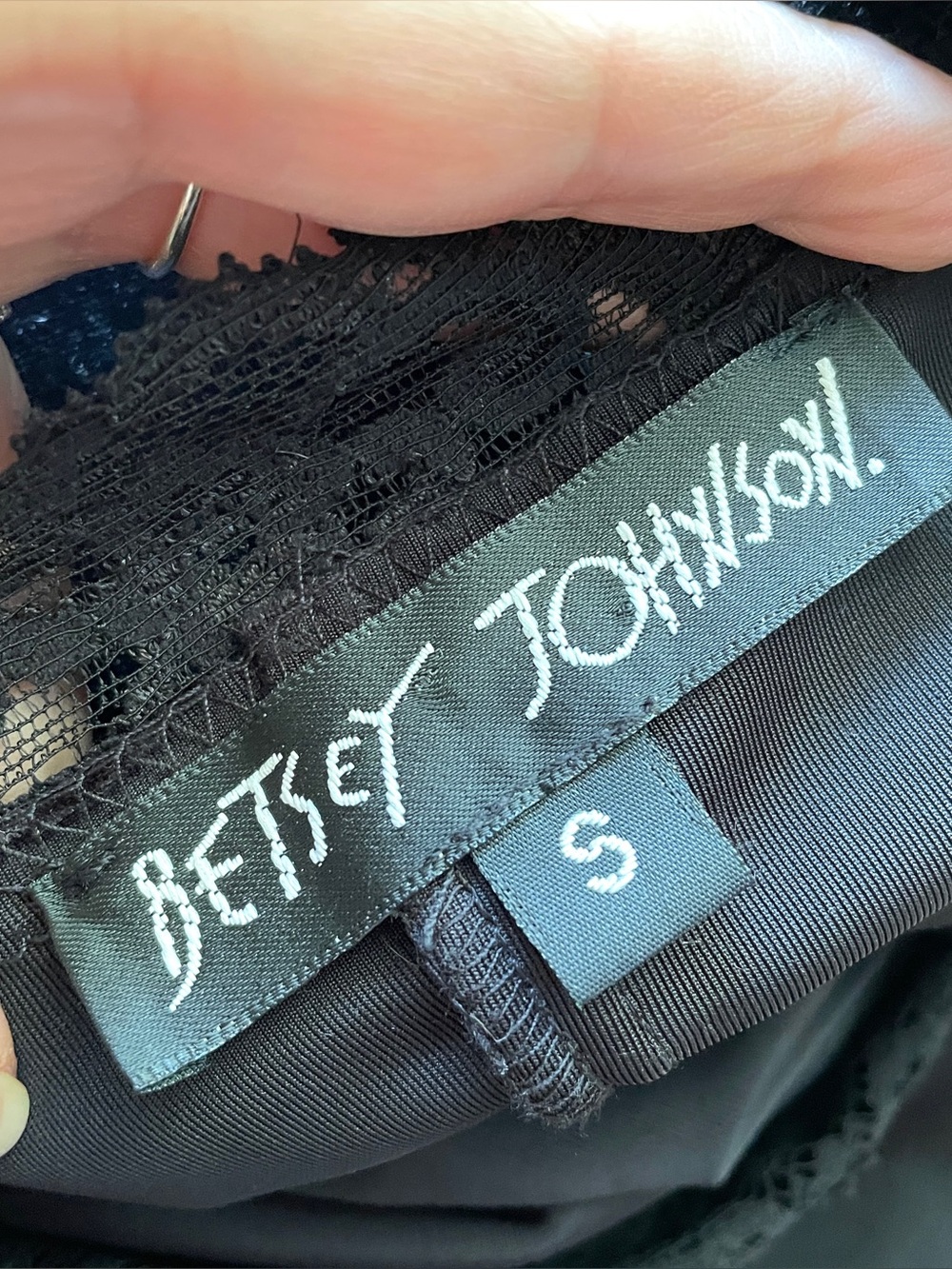 Vintage Betsey Johnson Black Velvet Lace Trim Slip Midi Dress - Small 🇺🇸 - Picture 6 of 10